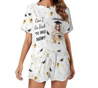 AHROZHOUIK Personalised I Graduated Can I Go Back To Bed Now Graduation Pajama Set Custom Name Portrait Pjs Pant Funny Graduated Pjs Bottoms Class of 2026 Lounge Pants Gift Daughter Graduate (S 09)