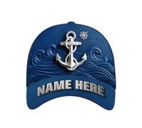 AHROZHOUIK Personalised Nautical Boat Hat Custom Name 3D Printed Compass Ball Cap Funny Captain Decor Hat Boating Cycling Gift for Son Daughter Nautical Lovers Birthday Xmas Anniversary (Style 1)