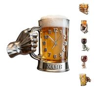 AHROZHOUIK Personalized 2D Beer Mug Wall Clock Custom Name Funny Wall Hanging Clocks Bedroom Decor Gifts For Family Friend Beer Lover Drinker Xmas Birthday (style 2)
