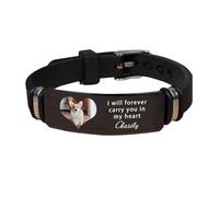 AHROZHOUIK Personlised I Will Forever Carry You In My Heart Photo Memorial Bracelet Custom Picture Sympathy Gift For Loss Dad Grandfather Loved One Mom Pet (style 12)