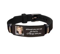 AHROZHOUIK Personlised I'm Always With You Photo Memorial Bracelet Custom Picture Sympathy Gift For Loss Dad Grandfather Loved One Mom Pet Memory Bracelets For Loss Loved One (style 7)