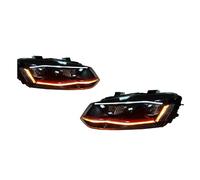 AHRPKAMERD 2pcs For Polo 2010-2012 2013 2014 2015 2016 2017 Car Headlights LED DRL Dynamic Signal Auto LED Headlight Accessories Front Lamp Assembly(Red)