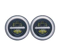 AHRPKAMERD Car Headlight Assembly For Land For Rover For Defender 7 Inch 2pcs Car LED Halo Front Headlight Assembly With H4 Headlamp With Amber Turn Signal Light Headlights Unit(2)