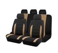 AHRPKAMERD Seat Covers 4pcs Or 9pcs Universal Car Seat Cover Fabric Seat Covers Fit Most Car Suv Truck Seat Cushion Accessories Interior Beige Seat Protectors(Beige 5 seat covers)