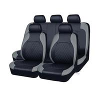 AHRPKAMERD Seat Covers 5 Seat Universal Car Seat Cover Full Surrounded Seat Protector Waterproof Fit Sedan Suv Pick-up Truck Seat PU Leather Seat Protectors(AE-2041-GY)