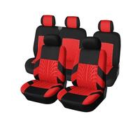 AHRPKAMERD Universal Full Set Car Seat Covers For Most Cars Fit Rear Row 2+1 With Track Detail Style Auto Seat Set Protector Seat Protectors(RED-FULL SET)