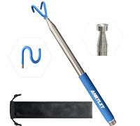 AHRYLXY Telescoping Pickup Tool Magnetic Pole with 3 Hooks, 10 FT Telescopic Push Pull Rod Wire Reacher Grabber Disc Golf Retriever, Disc Golf Accessories