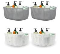 AHS 3.3L Plastic Storage Baskets - Assorted Colors Small Baskets with Handles - Durable & Lightweight Storage For Kitchen, Bathroom - Compact and Versatile Design L16 x W20 x H11cm (Pack Of 4)