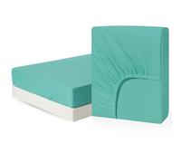 AHS Bedding King Fitted sheet, Duck Egg Easy Care Brushed Microfibre Bottom Sheet, 11.81″(30cm) Deep Elastic Corners, Soft Breathable & Washable Bedsheet