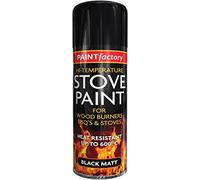 AHS Black Matt Stove Spray 400ML - High Temperature Spray Paint - Multipurpose Aerosol Spray For Wood Burners, BBQ & Stoves - Quick Drying Effect - Oil & Petrol Resistant Matt Finish - Black, 400ML