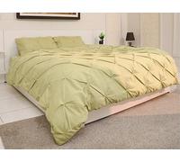 AHS - Double Sage Green Pintuck Duvet Cover Sheet - Comfy Bedding Set With Pillow Cases - Soft Durable Brushed Microfiber Quilt Cover - Breathable & Washable Duvet Bedding Set