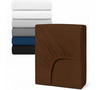 AHS - Fitted Sheet King - 11.81″(30cm) Deep Elastic Corners - Easy Care Brushed Microfibre Bottom Sheet - Brown Soft Breathable Bedding - Ultra Deep Bedsheet Fits with Mattress