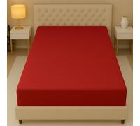 AHS - Fitted Sheet Small Double - 11.81″(30cm) Deep Elastic Corners - Easy Care Brushed Microfibre Bottom Sheet - Red Soft Breathable Bedding - Ultra Deep Bedsheet Fits with Mattress