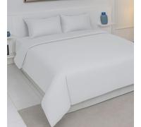 AHS - Seersucker Duvet Set Cover With Pillow Case - Multiple Sizes - Complete Bedding Set - Ultra Soft PollyCotton - EasyCare & Machine Washable (White, Double: 200x200cm)