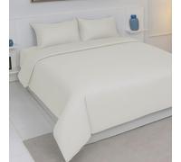AHS - Seersucker Duvet Set Cover With Pillow Case - Multiple Sizes - Complete Bedding Set - Ultra Soft PollyCotton - EasyCare & Machine Washable (Cream, Double: 200x200cm)