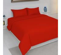 AHS - Seersucker Duvet Set Cover With Pillow Case - Multiple Sizes - Complete Bedding Set - Ultra Soft PollyCotton - EasyCare & Machine Washable (Red, Super King: 260x220cm)