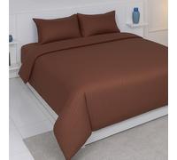 AHS - Seersucker Duvet Set Cover With Pillow Case - Multiple Sizes - Complete Bedding Set - Ultra Soft PollyCotton - EasyCare & Machine Washable (Chocolate Brown, Single:135x200cm)