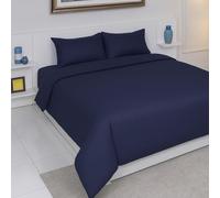AHS - Seersucker Duvet Set Cover With Pillow Case - Multiple Sizes - Complete Bedding Set - Ultra Soft PollyCotton - EasyCare & Machine Washable (Navy Blue, King: 225x225cm)