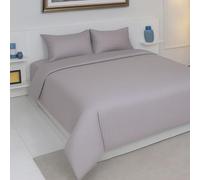 AHS - Seersucker Duvet Set Cover With Pillow Case - Multiple Sizes - Complete Bedding Set - Ultra Soft PollyCotton - EasyCare & Machine Washable (Silver, Single:135x200cm)