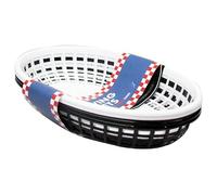 AHS Set of 4 BBQ Serving Baskets - Fast Food Plastic Tableware - Oval Food Serving Basket - Restaurant Serving Tray - Reusable Basket For Fries, Sandwiches, Burgers, Crisp - 5 x 22.5 x 14.5cm (2)