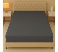 AHS - Single Fitted Bed Sheet - Soft Durable Polycotton Bedding - Fade Resistant Easy Fit Sheet - Deep Pocket 12 inch (30 cm) - Multiple Sizes (Charcoal, Small Double:120x190cm)