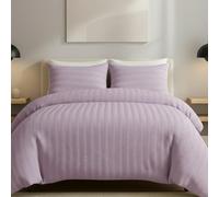 AHS - Super King Lilac Seersucker Duvet Set Cover With Pillow Case - Multiple Sizes - Complete Bedding Set - Ultra Soft Brushed Microfiber - EasyCare & Machine Washable