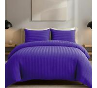 AHS - Super King Royal Blue Seersucker Duvet Set Cover With Pillow Case - Multiple Sizes - Complete Bedding Set - Ultra Soft Brushed Microfiber - EasyCare & Machine Washable