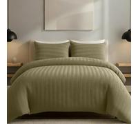 AHS - Super King Sage Green Seersucker Duvet Set Cover With Pillow Case - Multiple Sizes - Complete Bedding Set - Ultra Soft Brushed Microfiber - EasyCare & Machine Washable