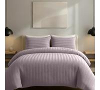 AHS - Super King Silver Seersucker Duvet Set Cover With Pillow Case - Multiple Sizes - Complete Bedding Set - Ultra Soft Brushed Microfiber - EasyCare & Machine Washable