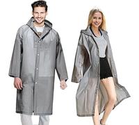Ahsado Pack of 2 Rain Poncho, Eva Rain Jacket, Unisex Reusable Raincoat, Waterproof, Breathable, Portable Rain Cape for Camping, Hiking, Fishing, gray, One Size