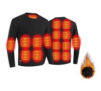 AHSBND Thermal Underwear Heated Underwear Set: Functional Underwear Ski Unisex 30 Heating Zones Washable Winter USB Electric Heating 3 Temperature Control for Camping (Black Top, 3XL)