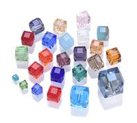 AHSKY 10-100Pcs Glass Loose Crafts Beads 3mm 4mm 6mm 8mm 10mm Cube Square Faceted Czech Crystal For Jewelry Making DIY (Color : Random Mixed, Item Diameter : 8mm 30pcs)