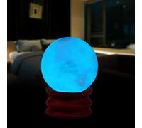 AHSKY 1Pc Dia 35MM Blue Luminous Quartz Crystal Sphere Ball Round Stone Glow In The Dark Stone With Base