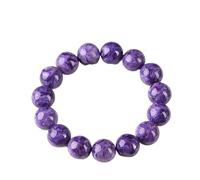 AHSKY 1Pc Natural Charoite Bead Bracelet Dia 6-14mm Amethyst Stone Crystal Men's And Women's Fashion Jewelry Single Circle Bracelet (Color : 8mm)
