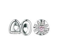 AHTCPO 2 Set Tooth Grillz Combo | Gold Plated & Hollowed-out Heart Teeth Charms | Iced out Single & 3-Tooth Caps for Party(Silver,Set)