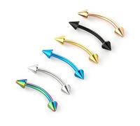 AHTCPO 6PCS 14G Steel Eyebrow Nose, Ear Navel Belly Lip Ring Body Piercing Jewelry Assorted Colors Stainless brow Bar 8mm(Six,10mm)