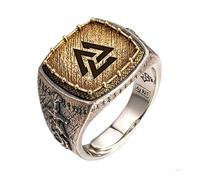 AHTCPO Authentic Viking Dragon Ring 925 Silver, Copper - Handmade Norse Tribal Jewelry for Men, Adjustable Runic Warrior Pinky Index Finger Ring, Unisex Historical Gift(Odin's Knot,7)