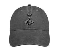 AHTCPO Baseball Cap, Unisex Adult Cap, Snapback Cap, Viking Mjolnir Baseball Cap, Vintage Washed Denim Adjustable Dad Hats Gift,Dark Gray