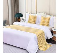AHTCPO Bed Runner, Zigzag Pattern Chevron Criss-Crossed Triangle Arrow Style Lines Geometric, Decorative Bedding Scarf, for Hotels Homes and Guestrooms(Bright yellow,60 * 230cm)