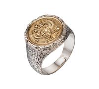 AHTCPO Double Eagle Ring 925 Silver - Adjustable Victory Wing Jewelry for Men, Vintage Unisex Pinky Ring, Couple Gift(8)