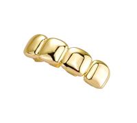 AHTCPO Four Teeth Shiny Surface Cz Tooth Grillz, 18K Gold Silver Plated Hip Hop Micro Pave Teeth Jewelry Unisex Gift(Gold)