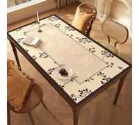 AHTCPO French Retro Table Pad - Elegant Waterproof Oil Proof Heat Resistant Placemat for Dining Table, Coffee Desk - Wash-Free Luxury Surface Protector for Home Decor(Clear River Water,20-47in)