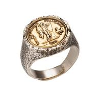 AHTCPO Gallic Rooster Ring 925 Silver - French Victory Angel Jewelry, Adjustable Patriotic Pinky Ring, Unisex Historical Gift(12)