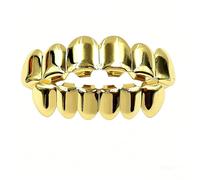 AHTCPO Hip-hop-style 18K gold tooth caps-a variety of accessories that can be freely mixed and matched, including sets of eight, sets of six, fang-style, and openwork styles.(Black,Modelo 3)