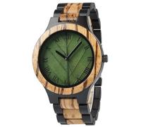 AHTCPO Mens Light Weight Unique Wood Watch, Imported Quartz Movement with Real Leaf Roman Numeral Scale Wood Watch(Green)