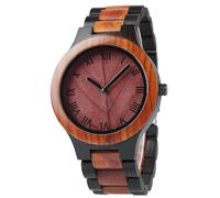 AHTCPO Mens Light Weight Unique Wood Watch, Imported Quartz Movement with Real Leaf Roman Numeral Scale Wood Watch(Pink)