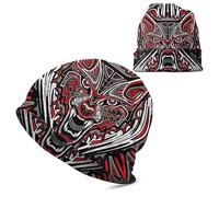 AHTCPO Men's Viking Fenrir Beanie Caps, Norse Myth Wolf Totem 3D Print Knitting Hat, Winter Warm Thin Bonnet Snapback Cap