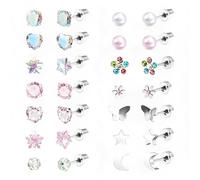 AHTCPO Minimalist Cute Niche Design Stud Earrings Set With Tools，Universal for Cartilage Eyebrow and Lip Ring，Unisex for Men and Women.