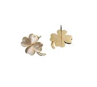 AHTCPO Niche Cat's Eye Clover Earring Set, Piercing Stud Design and No-pierce Spiral Clip Style, Suitable for Cartilage, Eyebrow and Lip Piercing, Unisex(For pierced)