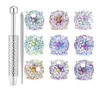 AHTCPO Nose Studs Set with Tools,Firework gradient design Colored Zircon, for Hoop Cartilage Helix Tragus Piercing Jewelry(6 A Riot of Colors*1,6mm)